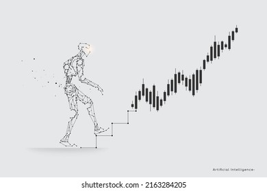 Las partículas, el arte geométrico, la línea y el punto. ilustración vectorial abstracta. el concepto de diseño gráfico de la tecnología de IA. peso de trazo de línea modificable.