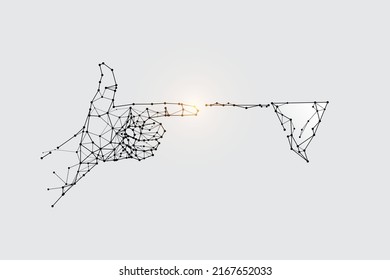 Las partículas, el arte geométrico, la línea y el punto del dedo señalador.
ilustración vectorial abstracta. concepto de dirección de diseño gráfico.
- peso de trazo de línea editable