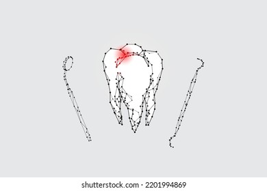 The particles, geometric art, line and dot of tooth.
abstract vector illustration. graphic design concept of dental.
- line stroke weight editable