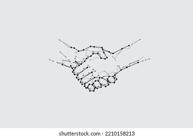 The particles, geometric art, line and dot of handshaking.
abstract vector illustration. graphic design concept of relationship.
- line stroke weight editable