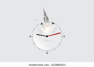 Las partículas, el arte geométrico, la línea y el punto del reloj.
ilustración vectorial abstracta. concepto de tiempo de diseño gráfico.
- peso de trazo de línea editable