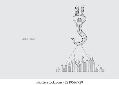 The particles, geometric art, line and dot of hook.
abstract vector illustration. graphic design concept of lifting.
- line stroke weight editable