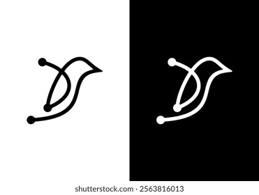 The particles, geometric art, line and dot of bird flying