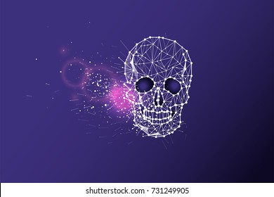 The particles, geometric art, line and dot of Skull.
abstract vector illustration. 
graphic design concept of ghost and death
- line stroke weight editable