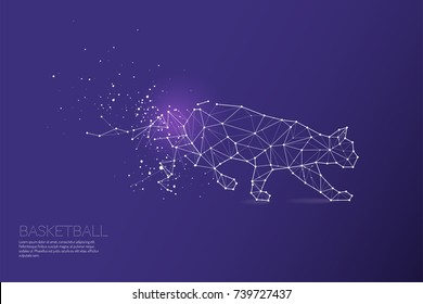 The particles, geometric art, line and dot of cat moving
abstract vector illustration. 
graphic design concept of animal moving
- line stroke weight editable