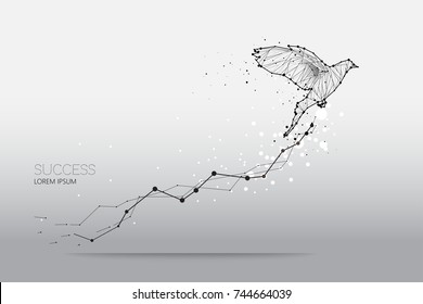 The particles, geometric art, line and dot of bird flying
abstract vector illustration. 
graphic design concept of business growth
- line stroke weight editable