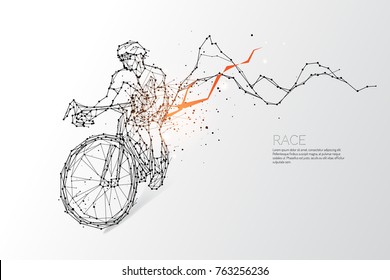 The particles, geometric art, line and dot of Bicycle race
abstract vector illustration. 
graphic design concept of competition
- line stroke weight editable