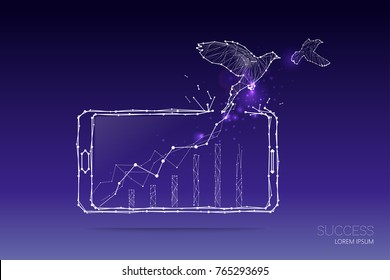 The particles, geometric art, line and dot of bussiness concept
abstract vector illustration. 
graphic design concept of business growth
- line stroke weight editable