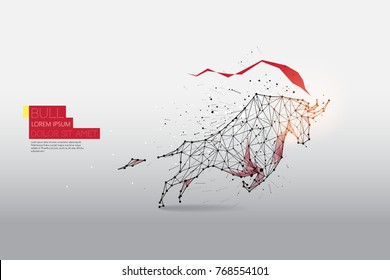 The particles, geometric art, line and dot of Bull moving
abstract vector illustration. 
graphic design concept of business fight
- line stroke weight editable