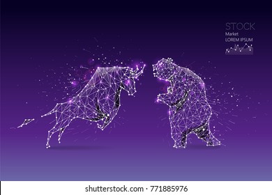 The particles, geometric art, line and dot of bear and bull
abstract vector illustration. 
graphic design concept of stock market
- line stroke weight editable