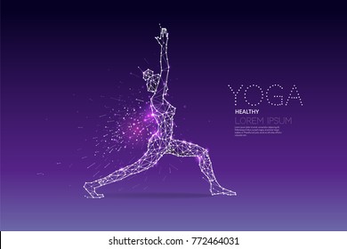 The particles, geometric art, line and dot of Yoga
abstract vector illustration. 
graphic design concept of relax exercise.
- line stroke weight editable