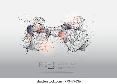 The particles, geometric art, line and dot of Boxing.
abstract vector illustration. 
graphic design concept of fight.
- line stroke weight editable