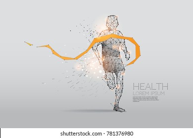 The particles, geometric art, line and dot of Human running.
abstract vector illustration. 
graphic design concept of Competition
- line stroke weight editable