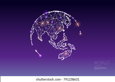 The particles, geometric art, line and dot of Global world. abstract vector illustration. graphic design concept of world
- line stroke weight editable