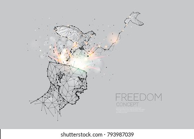 The particles, geometric art, line and dot of human idea.
abstract vector illustration. 
graphic design concept of idea
- line stroke weight editable