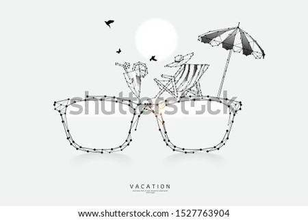 The particles, geometric art, line and dot of eyeglass.
abstract vector illustration. graphic design concept of vacation.
- line stroke weight editable