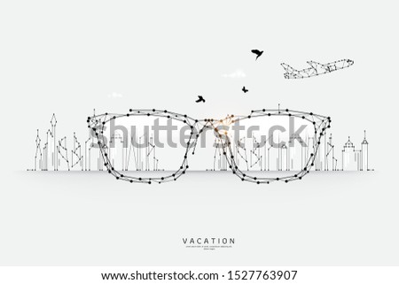 The particles, geometric art, line and dot of eyeglass.
abstract vector illustration. graphic design concept of vacation.
- line stroke weight editable