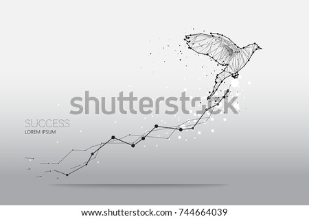 The particles, geometric art, line and dot of bird flying
abstract vector illustration. 
graphic design concept of business growth
- line stroke weight editable