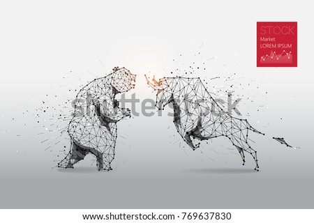 The particles, geometric art, line and dot of bear and bull
abstract vector illustration. 
graphic design concept of stock market
- line stroke weight editable