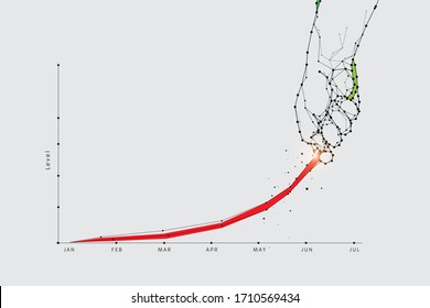 The particles, geometric art of pull up the graph.
abstract vector illustration. the graphic design concept of business.
- line stroke weight editable