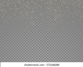 Particles Glitter Of Gold Glowing Magic Shine And Star Dust On Vector Transparent Background.