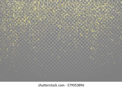 Partículas brillo de oro brillante brillo mágico y estrella de polvo sobre fondo transparente vector