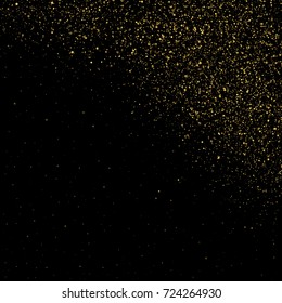 Particles glitter of gold glowing magic shine and star dust on vector transparent background.