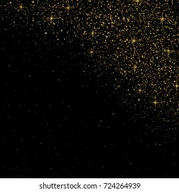 Particles glitter of gold glowing magic shine and star dust on vector transparent background.