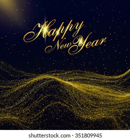 Particles of gold mountains, can be used as the background of the New Year.