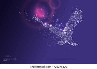 The particles line and dot of eagle flying. abstract vector illustration. graphic design concept of motion - line stroke weight editable