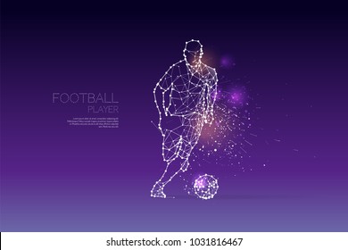 The particles and line dot of football player motion. concept of moving. suitable use for poster banner and background design. - line stroke weight editable