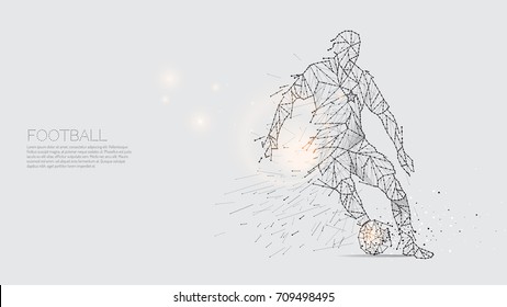 The particles and line dot of football player motion. concept of moving. suitable use for poster banner and background design. - line stroke weight editable