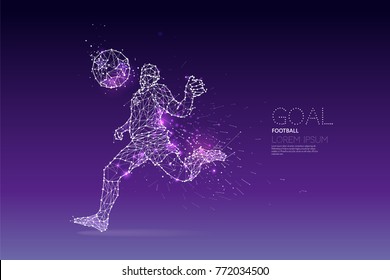 The particles and line dot of football player motion. concept of moving. suitable use for poster banner and background design. - line stroke weight editable