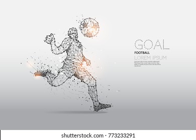 The particles and line dot of football player motion. concept of moving. suitable use for poster banner and background design. - line stroke weight editable