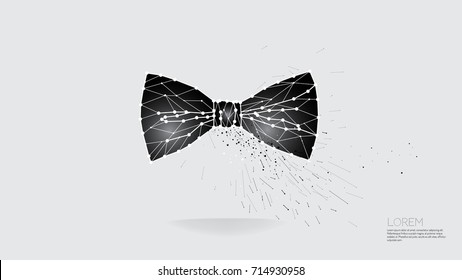 The particles line and dot of tuxedo bow tie. abstract vector illustration.
- line stroke weight editable