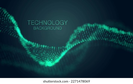 Partículas de puntos líquidos resplandecen el fondo abstracto. Neon conecta el diseño de flujo de formas. Tecnología de datos a gran escala de luz cibernética y vector científico.