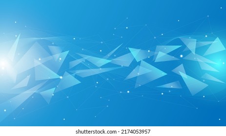 Particles liquid dynamic flow. Abstract polygonal space. Background with connecting dots and lines. Glittering dust of lights. Graphic concept for your design. Blue background