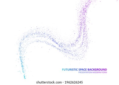 Particles liquid dynamic flow. Colorful dust of lights. Graphic concept for your design.