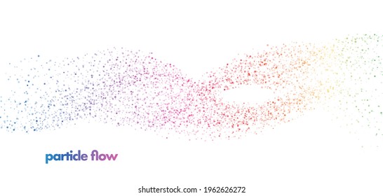 Particles liquid dynamic flow. Colorful dust of lights. Graphic concept for your design.
