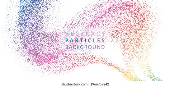 Partikel Flüssigkeitsdynamischer Fluss. Farbiger Staub von Lichtern. Grafisches Konzept für Ihr Design.
