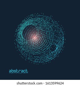 Particles liquid dynamic flow. Glittering dust of lights circle. Graphic concept for your design.