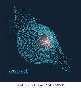 Particles liquid dynamic flow. Glittering dust of lights circle. Graphic concept for your design.