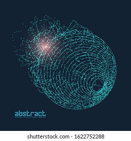 Particles liquid dynamic flow. Glittering dust of lights circle. Graphic concept for your design.