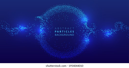 Particles liquid dynamic flow. Glittering dust of lights. Graphic concept for your design.