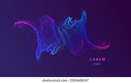 Partículas de puntos de neón líquido brillando el fondo abstracto. Tecnología moderna de ciberbig data. Concepto de malla.