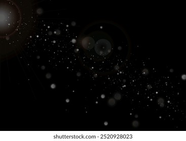 Particles of the Milky Way in space with silver dust, abstract vector background