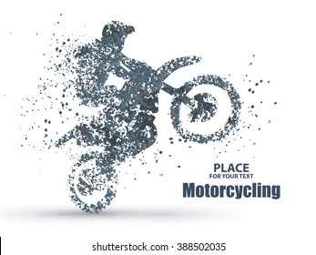 Partículas de motociclistas, llenas de emprendimiento a través de la ilustración vectorial de significado.