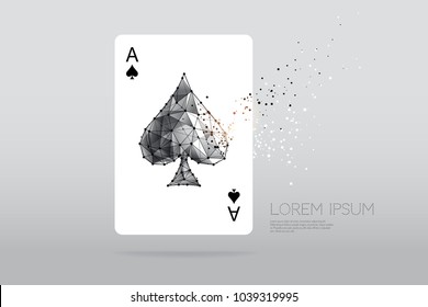 The particles, polygonal, geometric art, line and dot of Playing card.
abstract vector illustration. 
graphic design concept of bet and casino
- line stroke weight editable