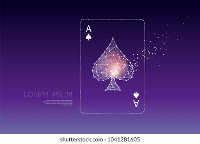 The particles, polygonal, geometric art, line and dot of playing card.
abstract vector illustration. 
graphic design concept of bet and casino
- line stroke weight editable