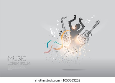 The particles, polygonal, geometric art - music.
abstract vector illustration. concept of party and concert
- line stroke editable